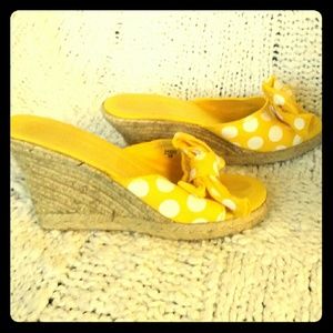 Yellow Polka-dot Espadrille Wedges